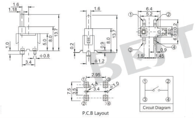 微動(dòng)開(kāi)關(guān)TC-0030C參考圖紙 微動(dòng)開(kāi)關(guān)TC-0030C參考圖紙